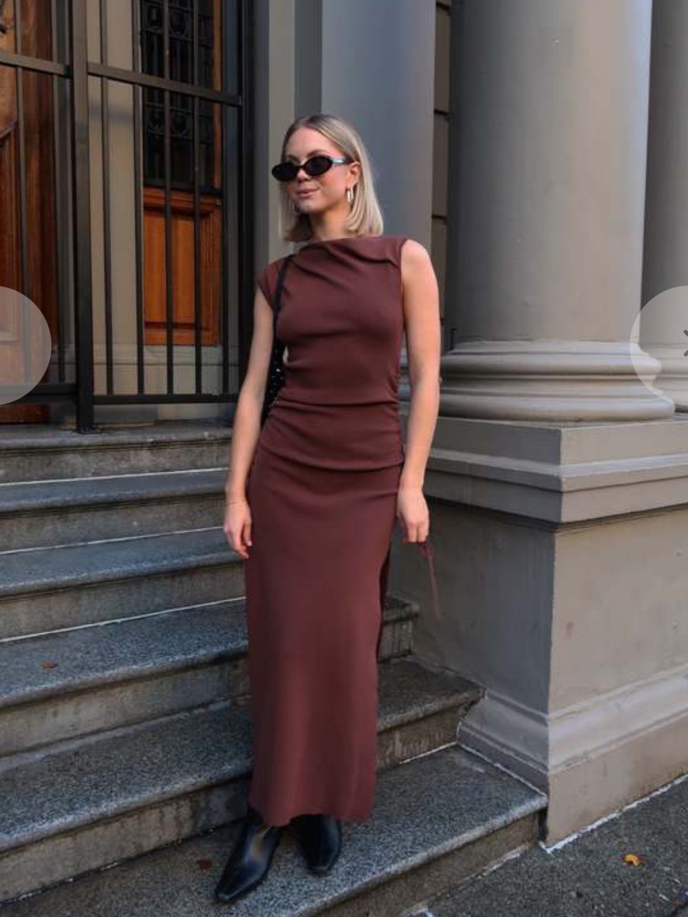 New LIONESS Original Sin Midi Dress in Chocolate